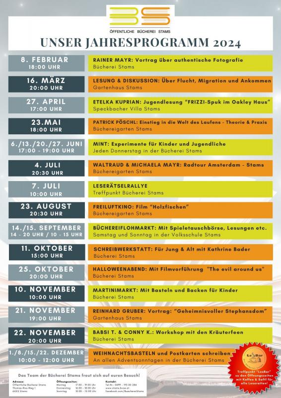 Folder, wo alle Veranstaltungen von 2024 aufgelistet sind.